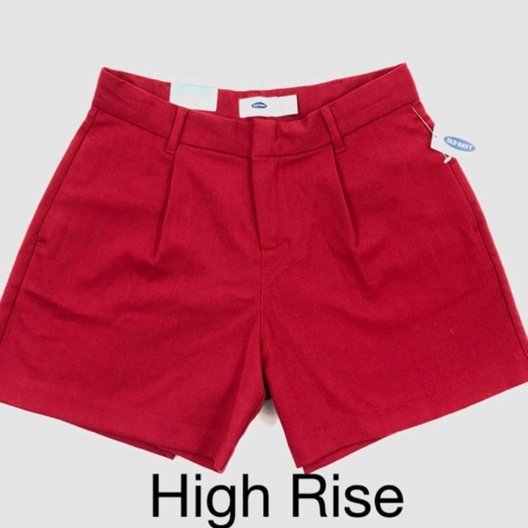 Old Navy Pants - NWT Old Navy Red Pleated High Rise Shorts